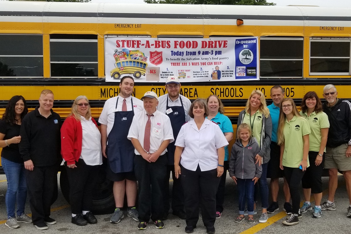 First Trust Credit Union Serves Michigan City Salvation Army in Stuff-A-Bus Event